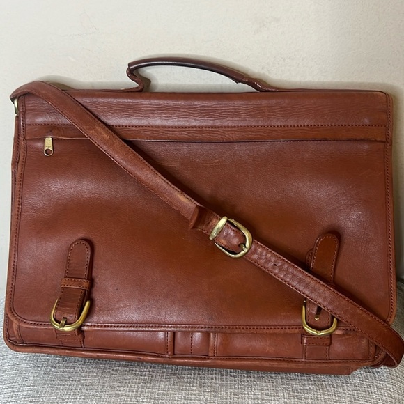 Genuine Leather Messenger Briefcase Crossbody Laptop Shoulder Strap Bag Vintage - Picture 16 of 16